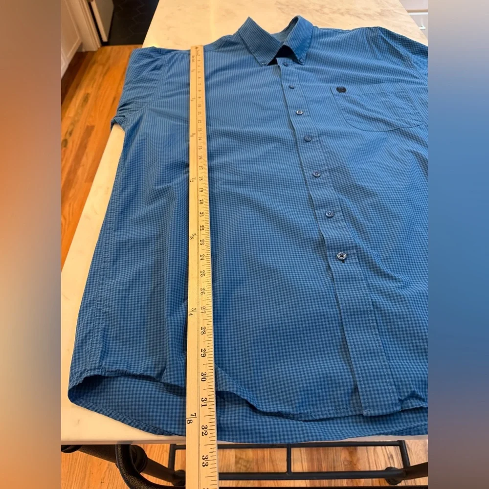 Cinch Men’s Blue Gingham Western Button-Down Shirt 100% Cotton Size XL